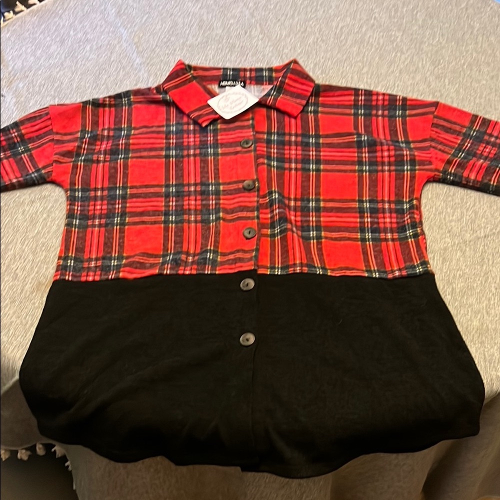 HEIMISH USA Red and Black Plaid Button Down Shirt